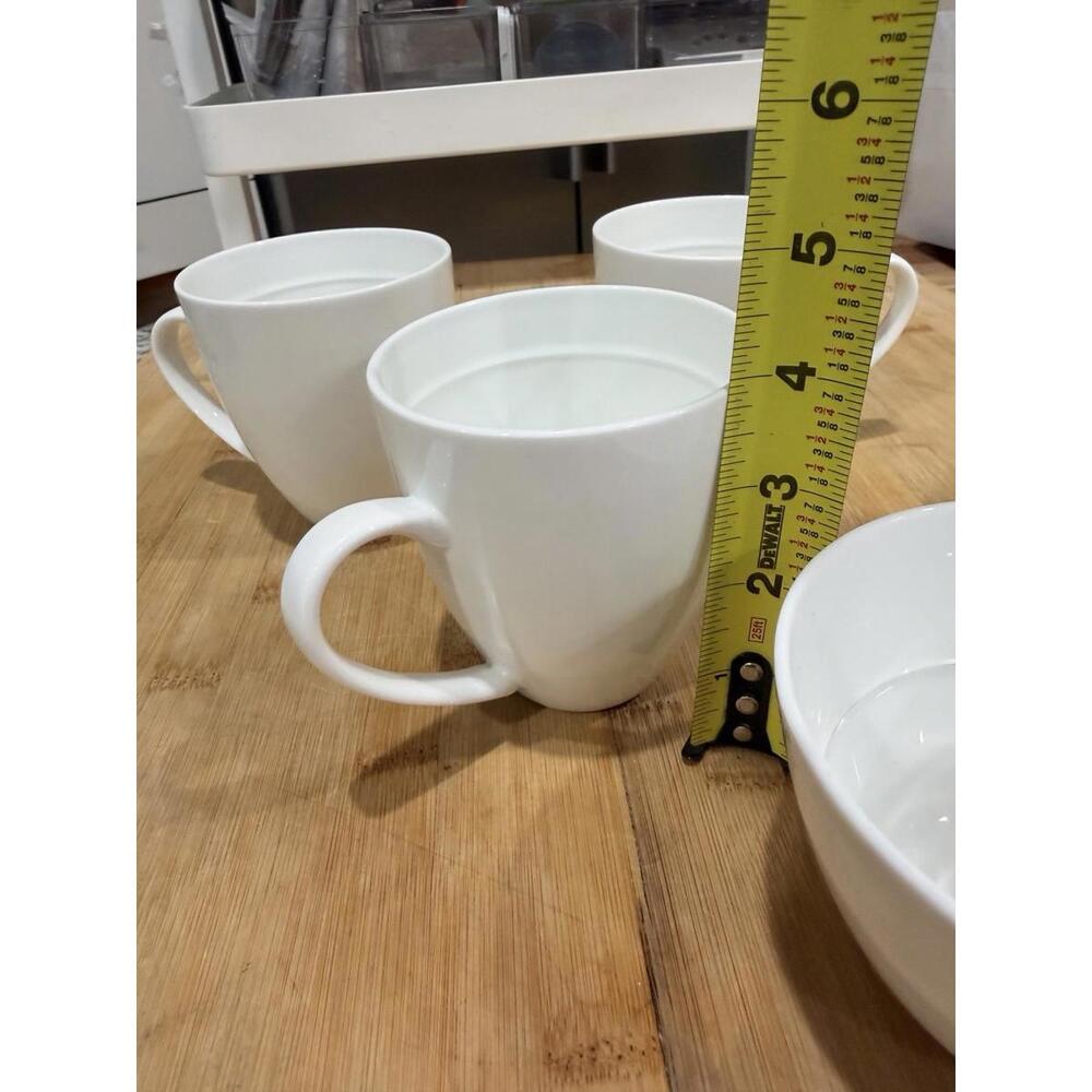 Mikasa Delray Modern White Bone China Coffee Mug Cup & Bowl Set Of 4 * - Picture 4 of 14